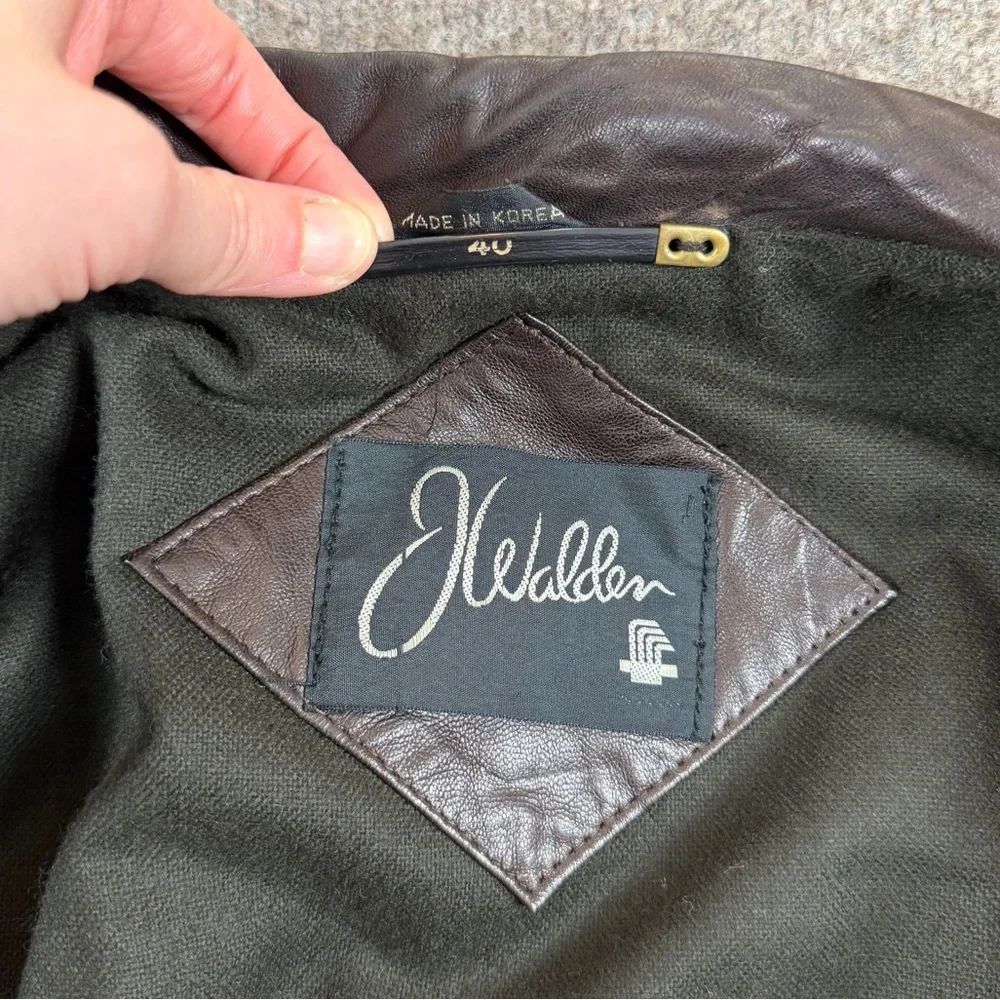 Vintage J Walden Brown Genuine Leather Bomber Jackets Men’s 40 Medium Full Zip